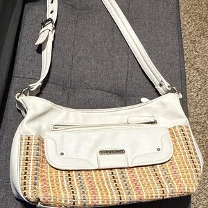Stone & Co. White and Tan Woven Shoulder Bag
